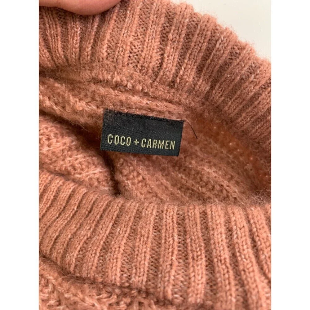 Coco And Carmen Cropped Sweater Poncho Dusty Pink Pullover Ribbed Crew One Size‎